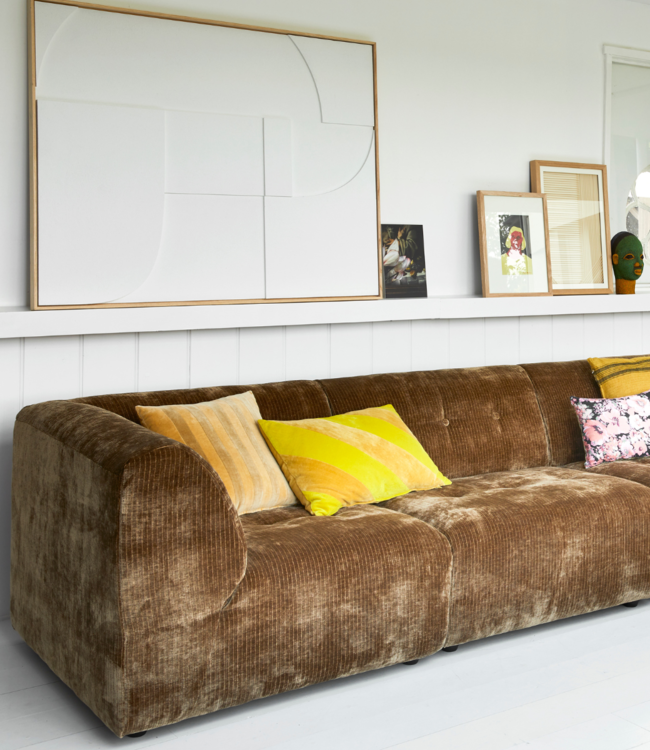 HKLIVING Bank vint couch: element middle 1,5-seat corduroy velvet, aged gold