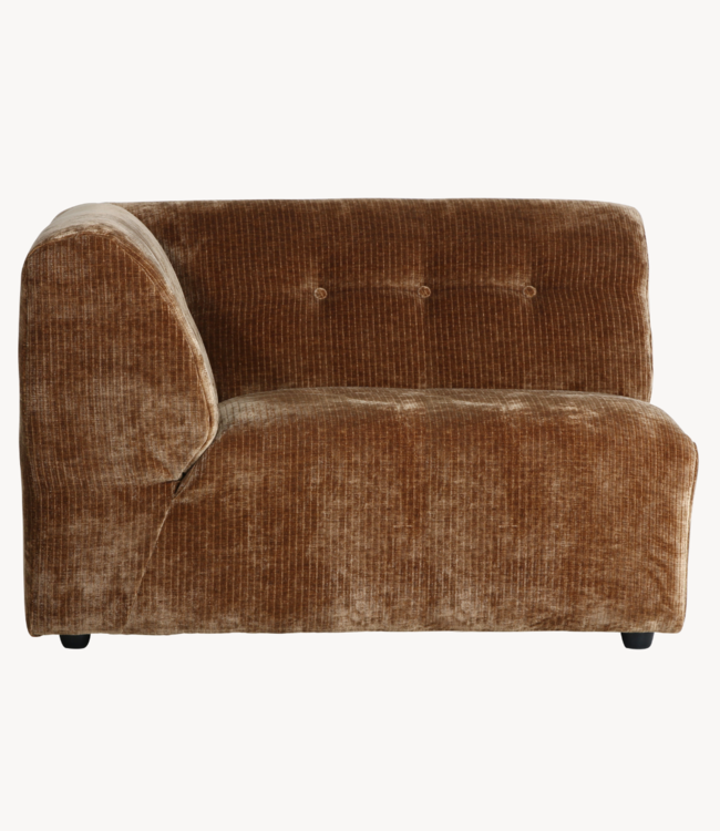 HKLIVING Bank vint couch: element left 1,5-seat corduroy velvet, aged gold