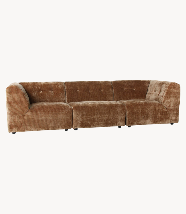 HKLIVING Bank vint couch: element right divan corduroy velvet, aged gold