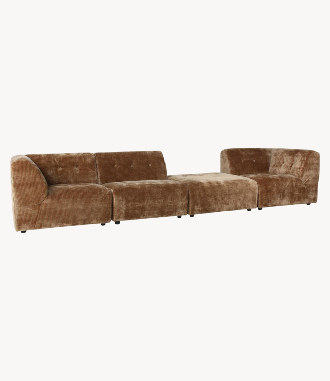 HKLIVING Bank vint couch: element middle 1,5-seat corduroy velvet, aged gold