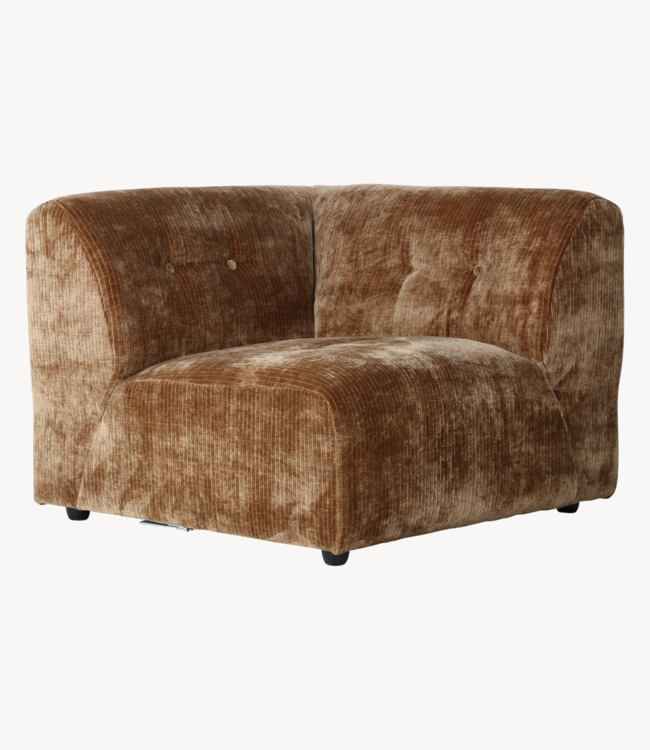 HKLIVING Bank vint couch: element right, corduroy velvet, aged gold