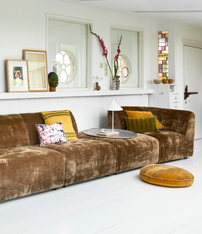 HKLIVING Bank vint couch: element right, corduroy velvet, aged gold