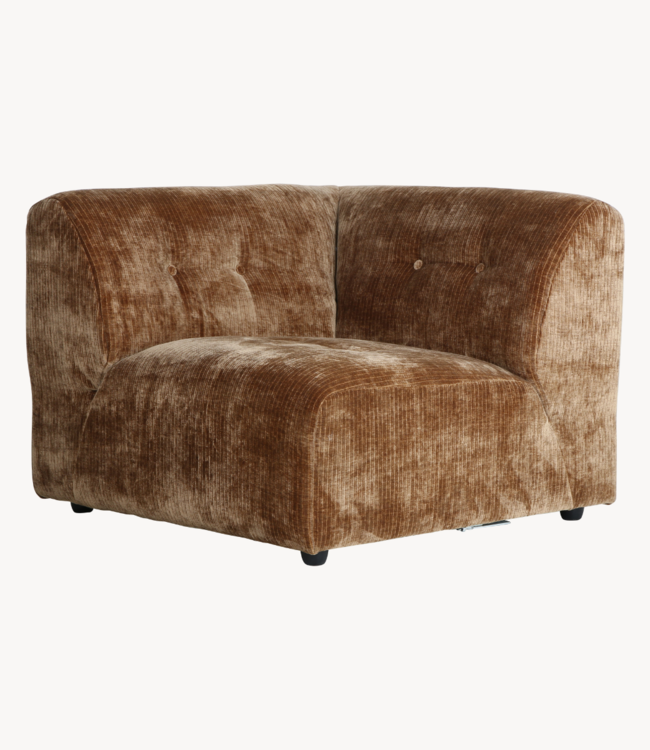 HKLIVING Bank vint couch: element left, corduroy velvet, aged gold