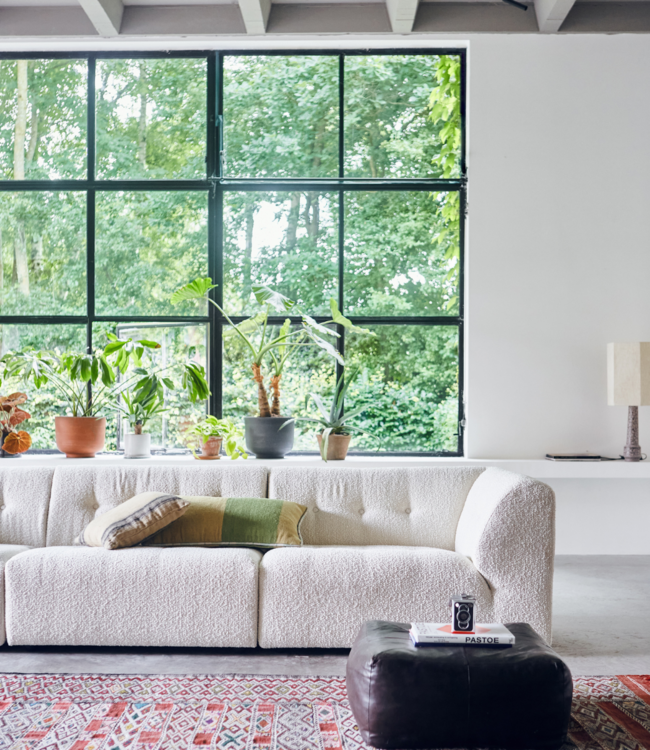 HKLIVING Bank vint couch: element right 1,5-seat boucle, cream