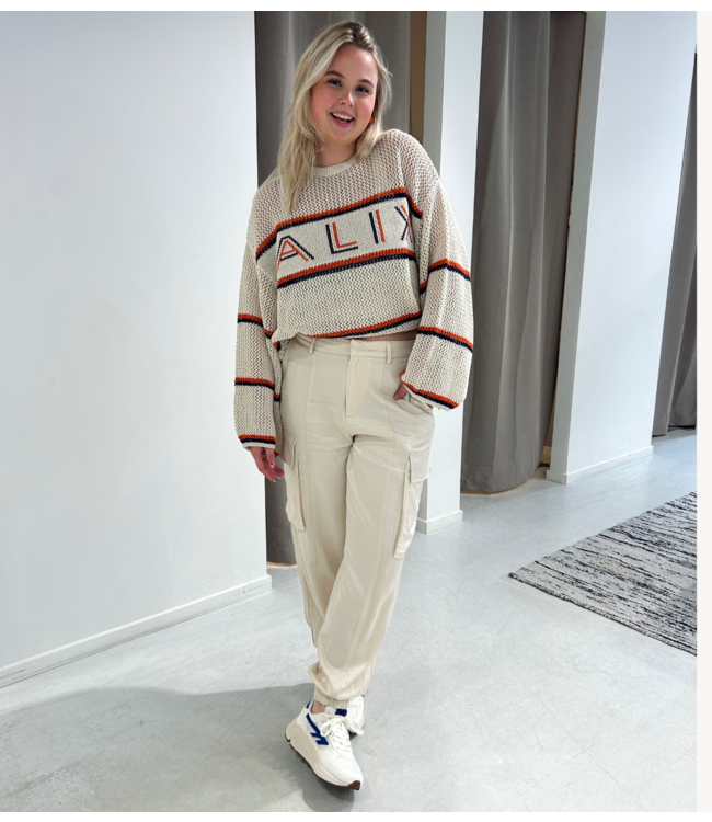 Trui Ladies knitted ajour Alix pullover white kklup