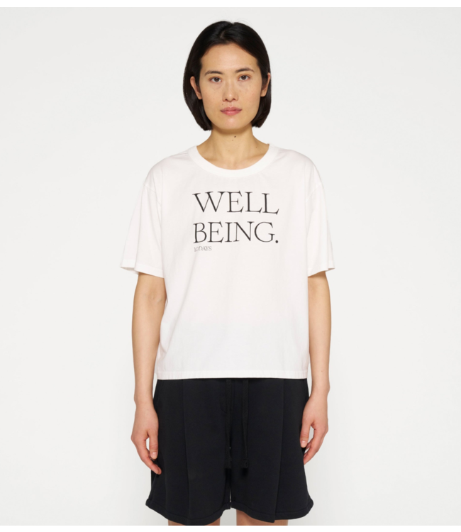 10DAYS T-shirt cotton tee well being ecru