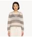 10DAYS Trui thin knit sweater stripes ecru, sage