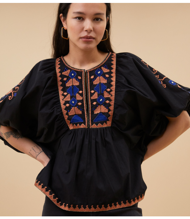 BY-BAR Blouse gabie embroidery blouse jet black