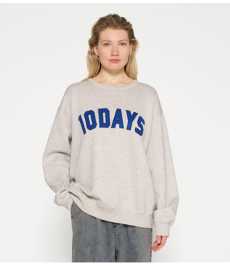 10DAYS Trui raw edge statement sweater light grey melee