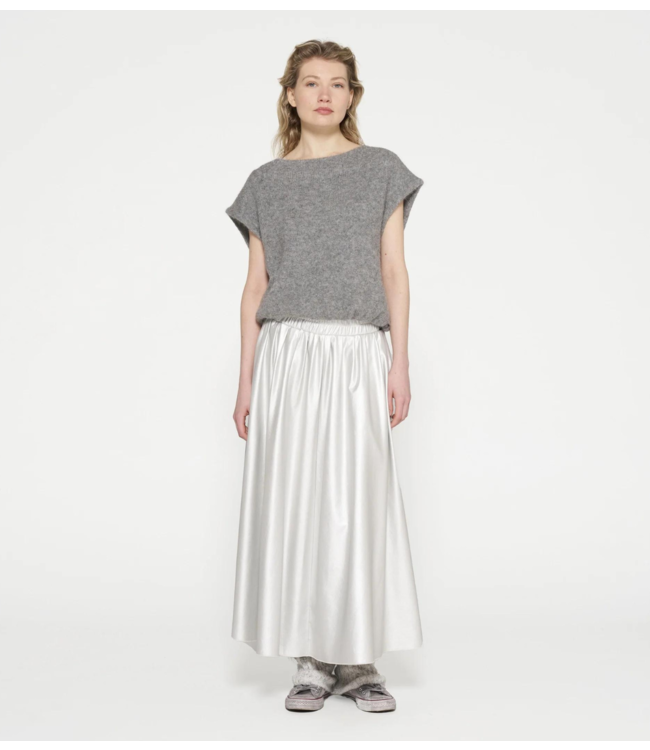 10DAYS Rok leather look pleated skirt silver