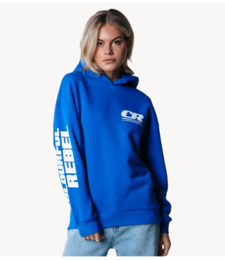 Colourful Rebel Sweater Bold Sleeve Logo Clean Hoodie deel blue