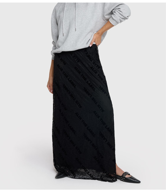 Alix The Label Rok ladies woven ALIX lace maxi skirt black