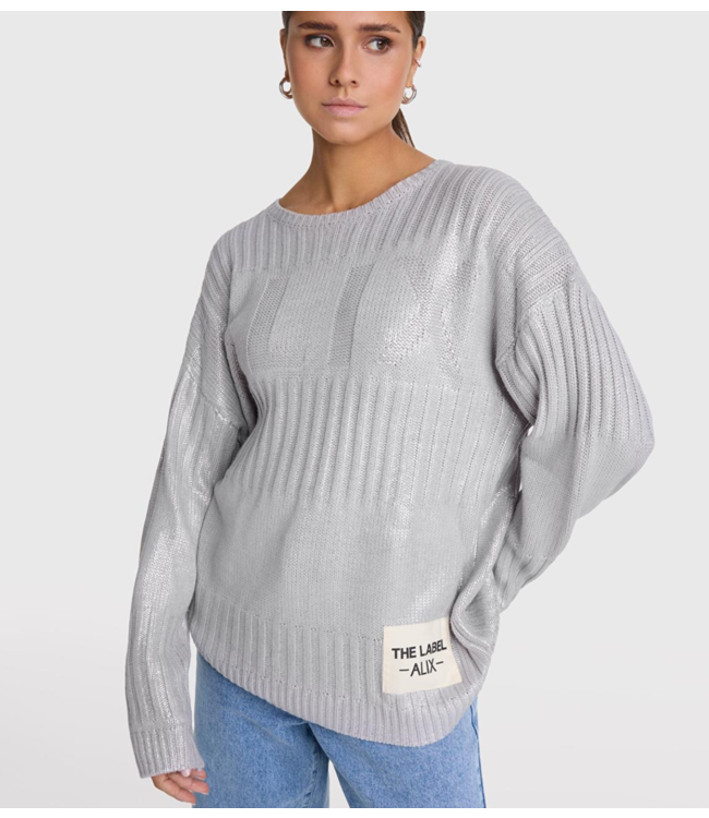 Alix The Label Trui ladies knitted foil pullover champagne