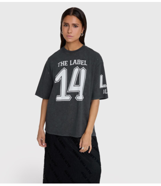 Alix The Label T-Shirt ladies knitted sporty studs t-shirt charcoal grey