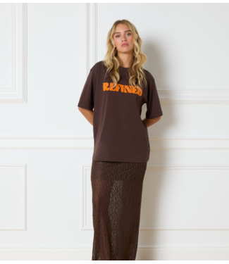 Refined Department T-Shirt ladies knitted refined t-shirt Maggy brown