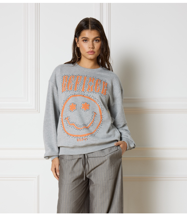 Refined Department Trui ladies knitted smiley sweater Jayne grey melange