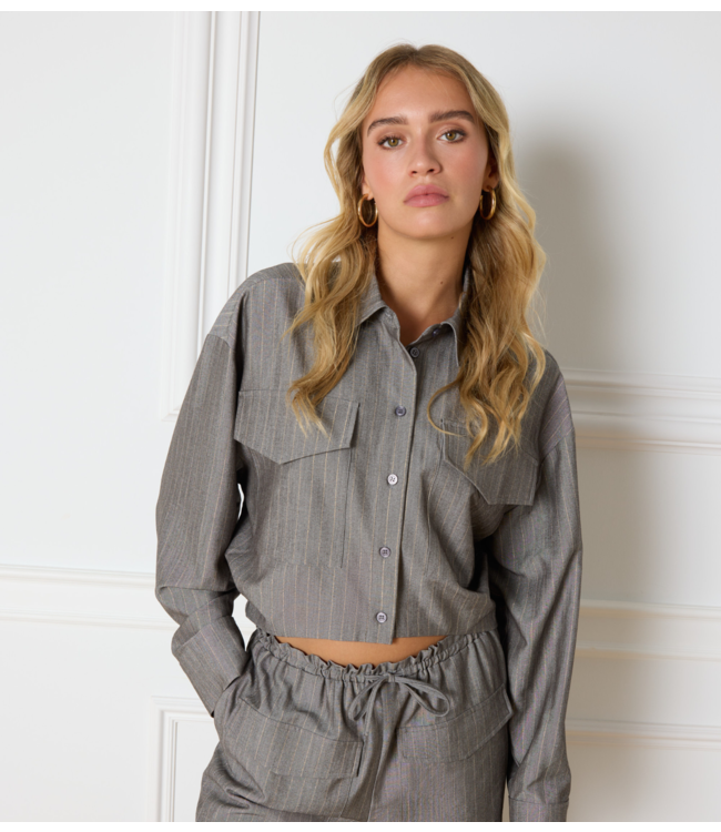 Refined Department Blouse ladies woven grey blouse Lyloe light grey