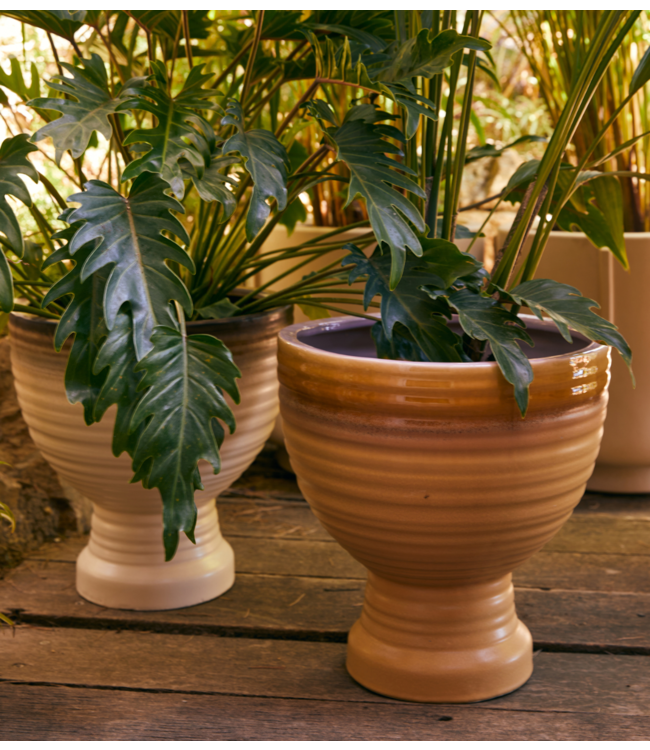 HKLIVING Stoneware plantenpot vanilla