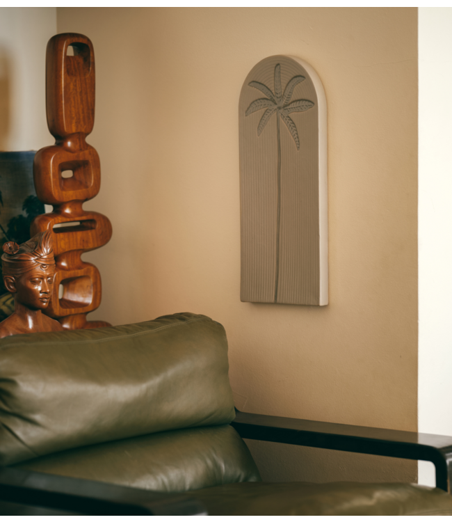 HKLIVING Wanddecoratie Stoneware wall tile palm
