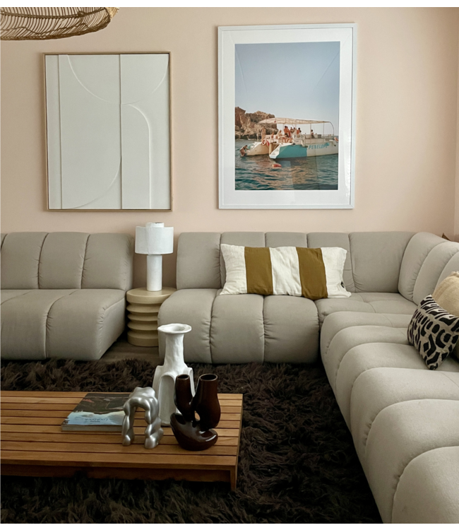 HKLIVING Bank Wave couch: element right low arm, cosy, beige