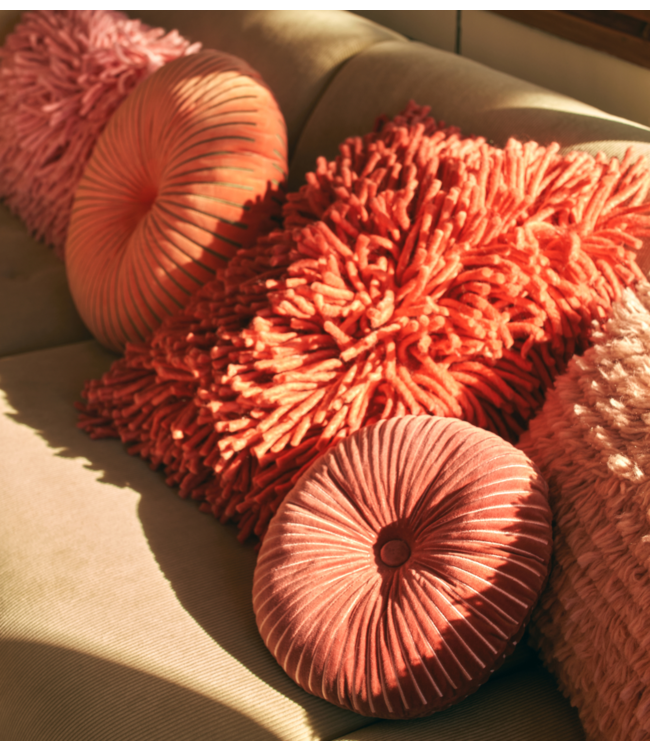 HKLIVING Kussen Round ripple cushion burgundy (ø35cm)