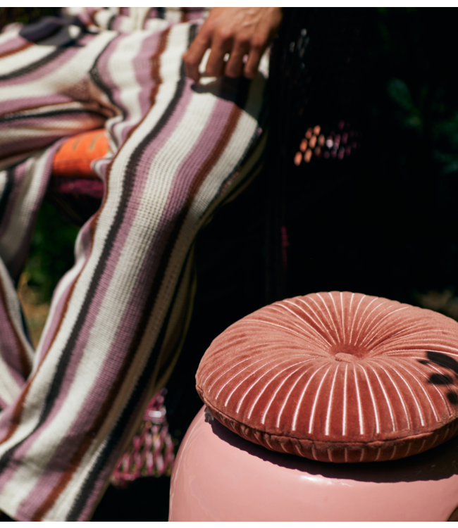 HKLIVING Kussen Round ripple cushion burgundy (ø35cm)