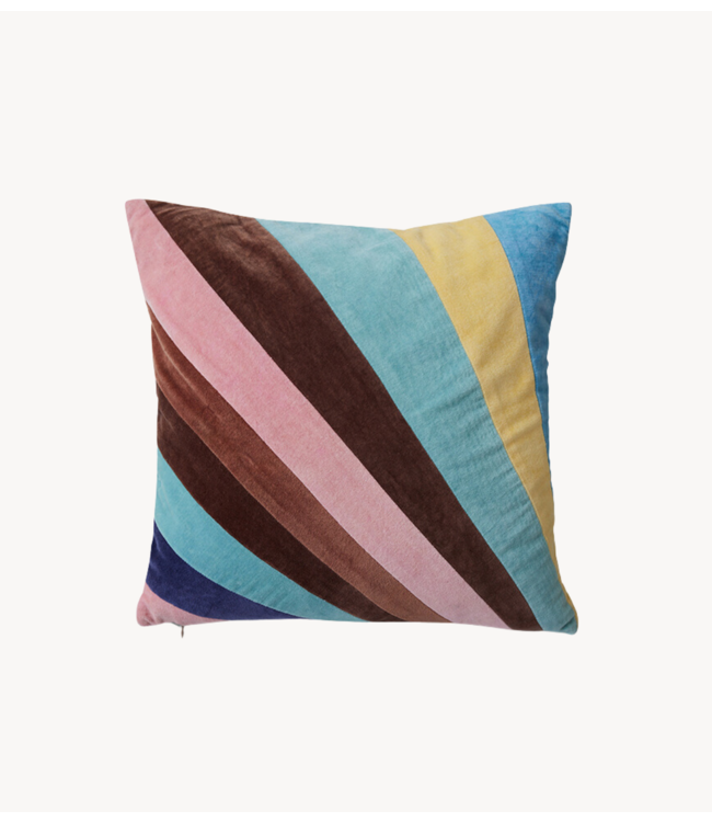 HKLIVING Kussen Striped velvet cushion eventide (45x45cm)