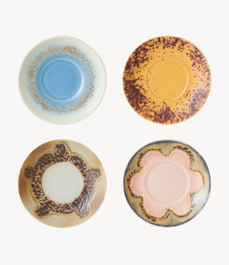 HKLIVING Bord 70s ceramics: saucers ocean (set of 4)