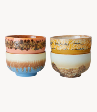 HKLIVING Kom 70s ceramics: noodle bowls seabreeze (set of 4)