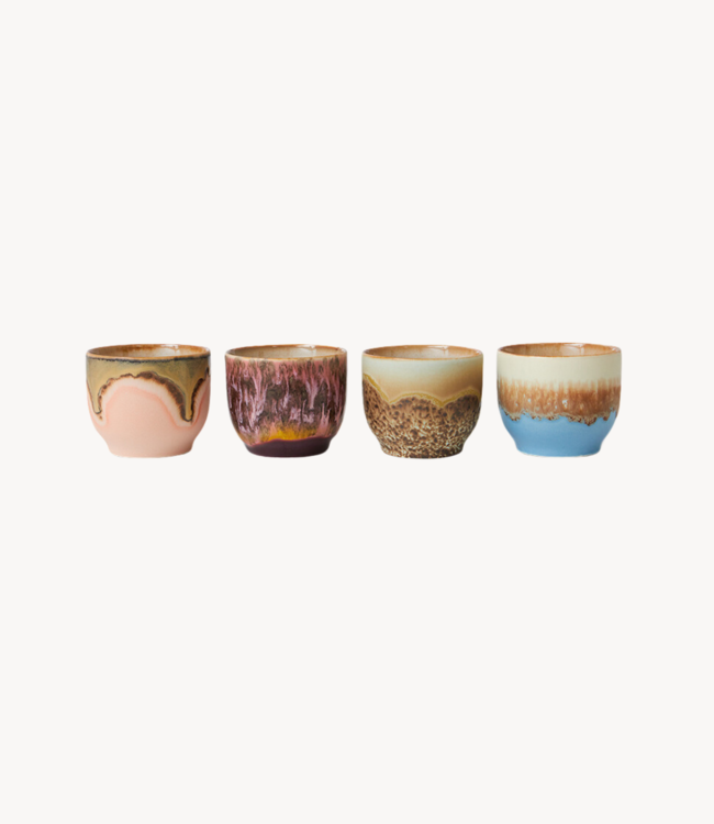 HKLIVING Mok 70s ceramics: café cups lagoon (set of 4)
