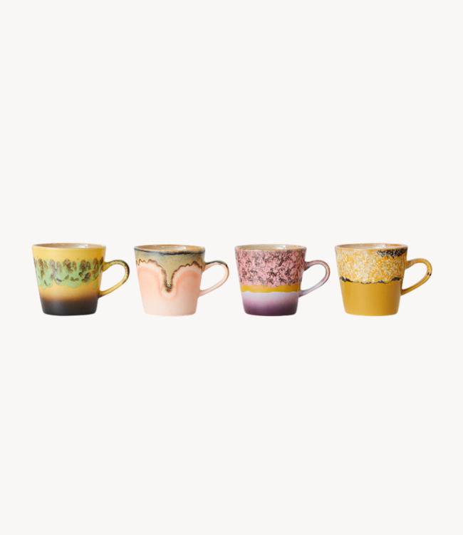 HKLIVING Mok 70s ceramics: americano mugs radiant (set of 4)