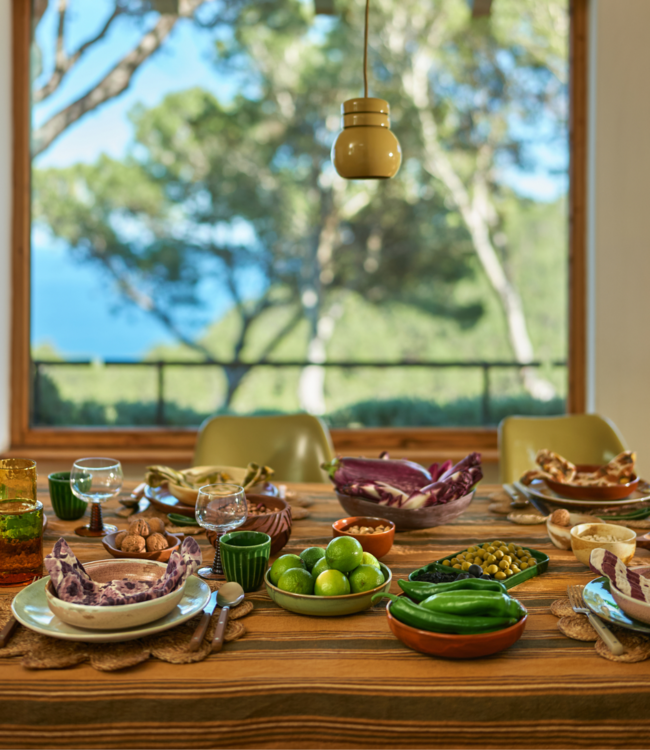 HKLIVING Bord 70s ceramics: dinner plates palms (set of 2)