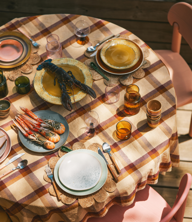 HKLIVING Bord 70s ceramics: dinner plates palms (set of 2)