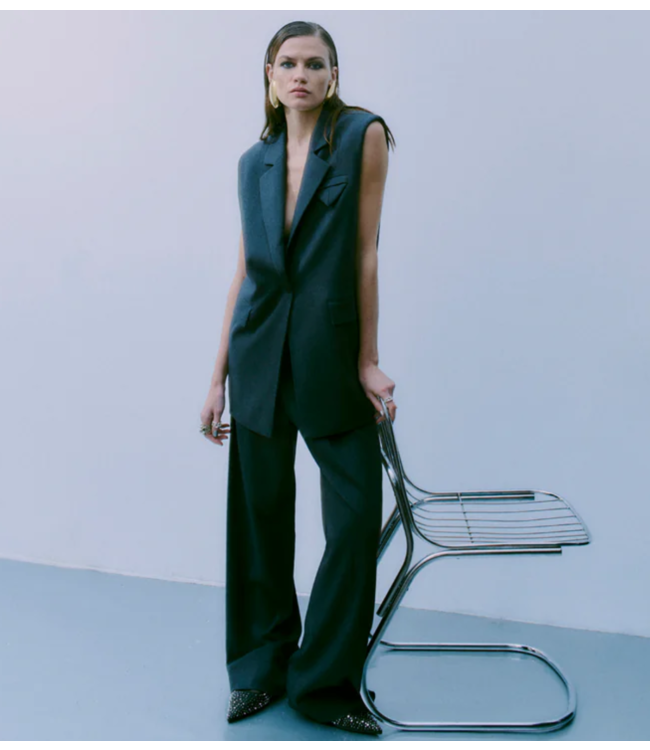 Copenhagen Muse Broek CMTAILOR-PANTS  MED. GREY MELANGE NOOS