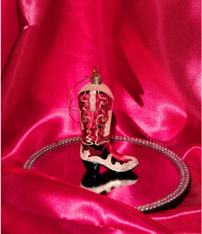 Vondels Ornament glass skin pink cowboy boot H12cm