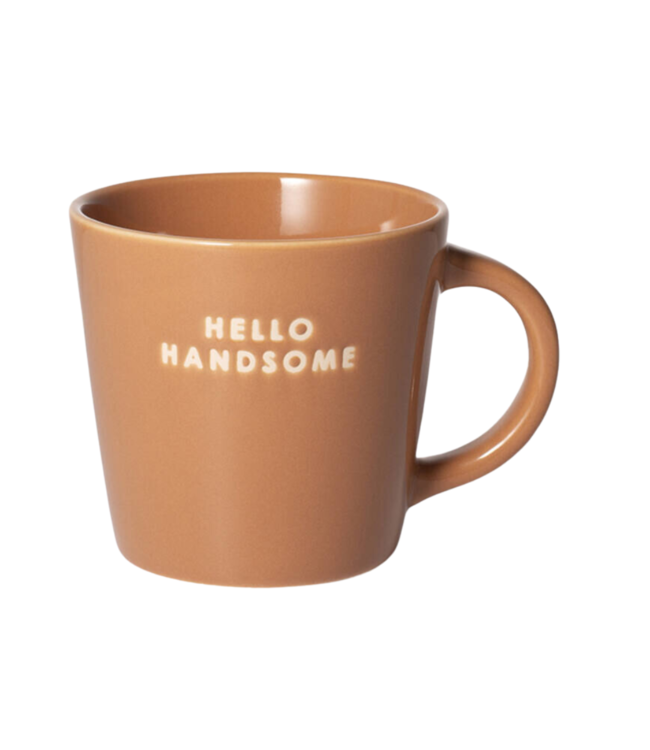 Vondels Mok Cappuccino cup ceramic HELLO HANDSOME terracotta 250ml terracotta