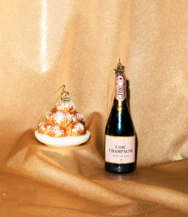 Vondels Ornament glass luxury pink bottle w/ champagne