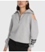 Alix The Label Trui ladies knitted zip collar sweater Soft grey melange