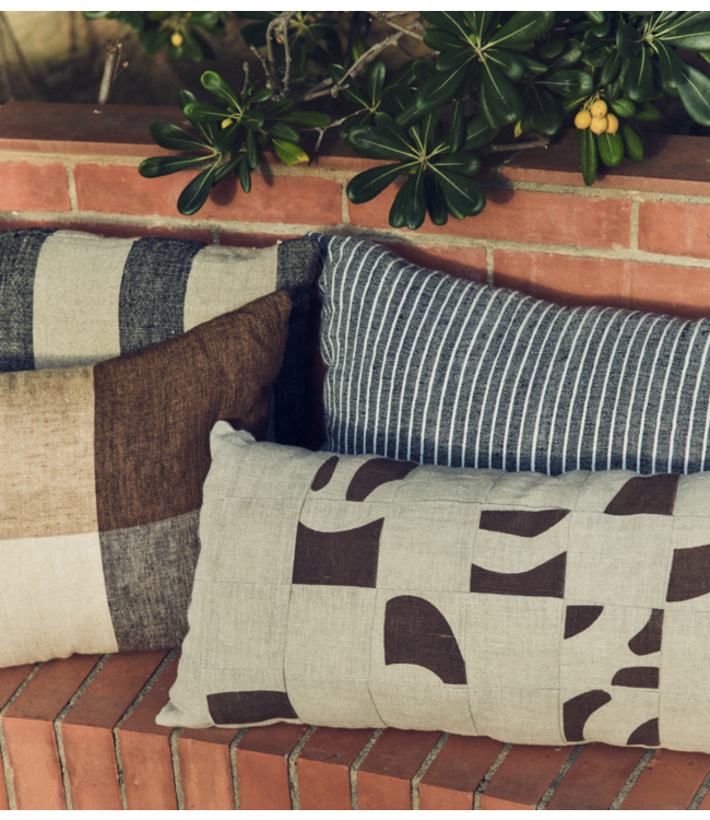 HKLIVING Kussen Natural patched cushion  (70x30cm)