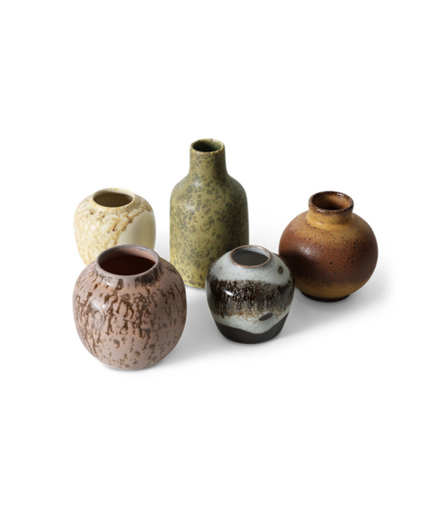 HKLIVING Vazen 70s ceramics: small vases, pursuit (set of 5)