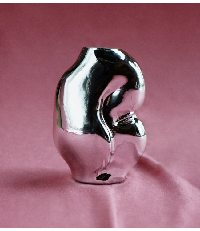 HKLIVING Vaas Gleam glass small vase, chrome