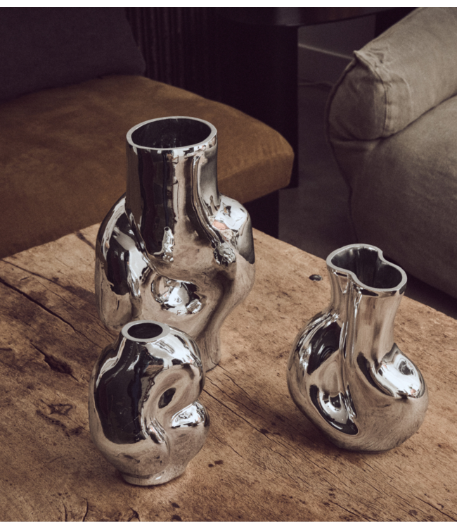 HKLIVING Vaas Gleam glass vase, chrome