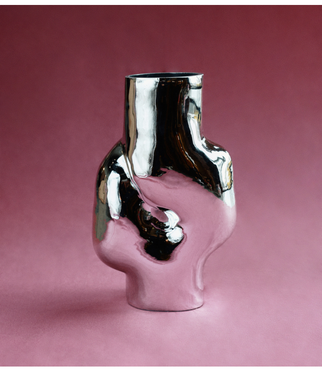 HKLIVING Vaas Gleam glass high vase, chrome