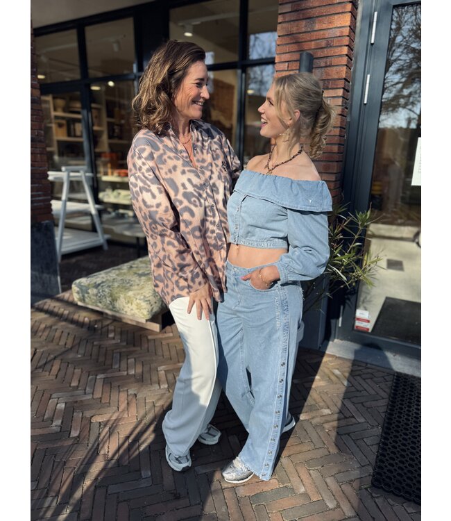 Alix The Label Broek ladies woven chambray denim pants