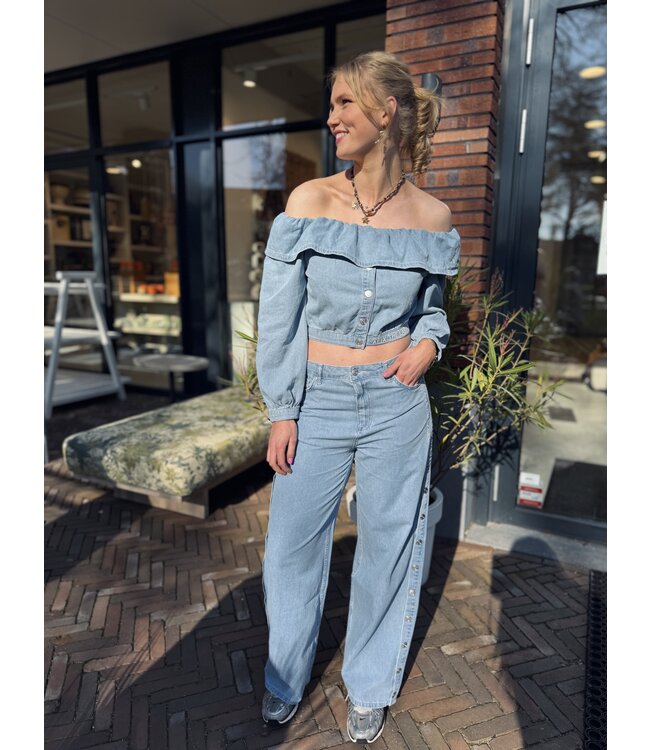 Alix The Label Broek ladies woven chambray denim pants