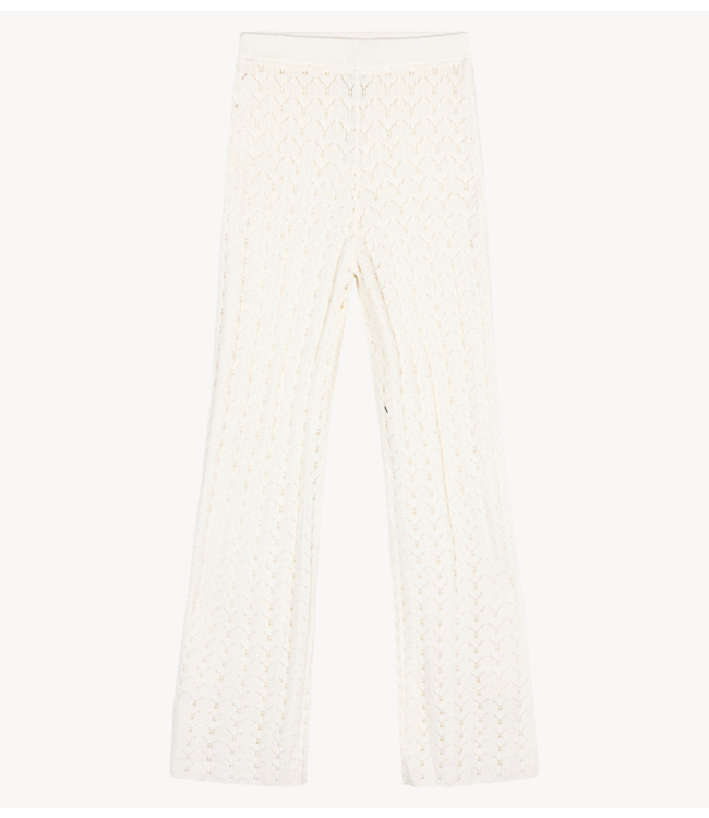 Alix The Label Broek ladies knitted ajour pants cream