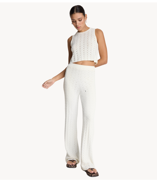 Alix The Label Broek ladies knitted ajour pants cream