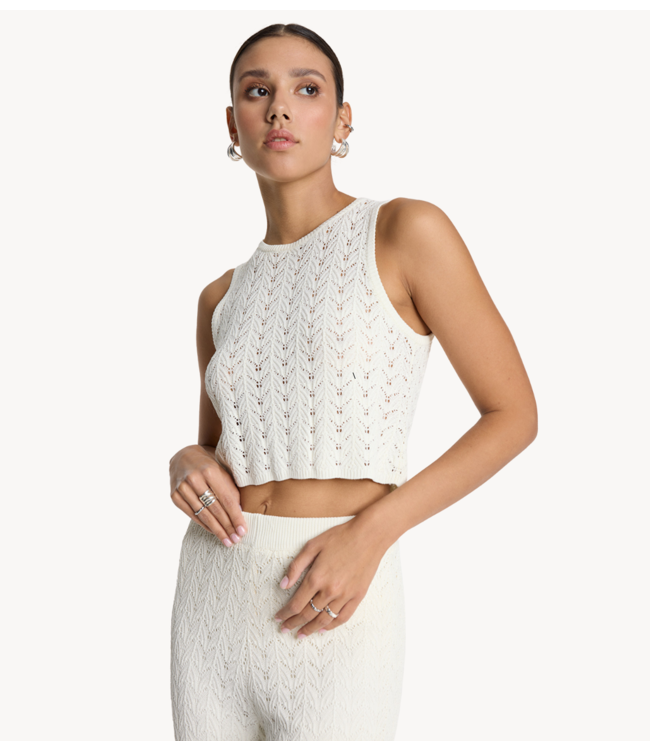 Alix The Label Top ladies knitted ajour tanktop cream