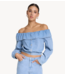 Alix The Label Blouse ladies woven chambray off shoulder denim blouse