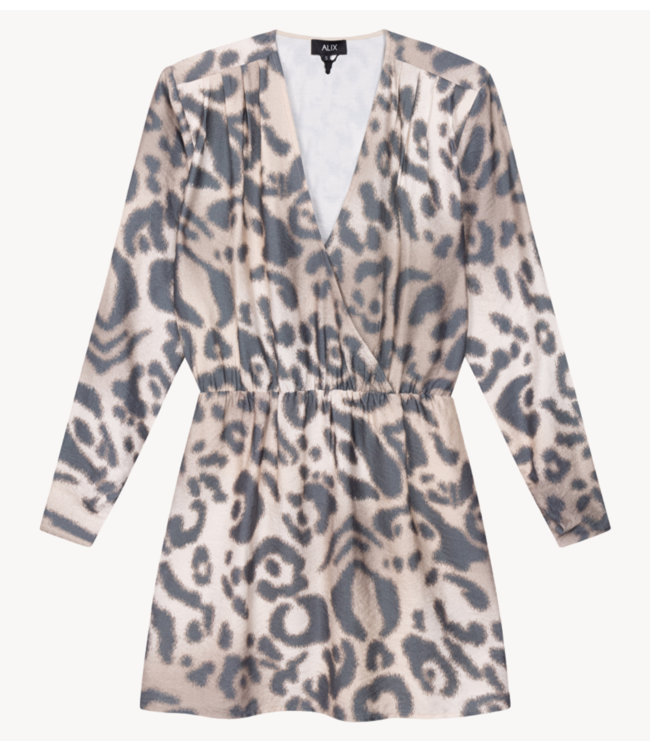 Alix The Label Jurk ladies woven jaguar fake wrap dress